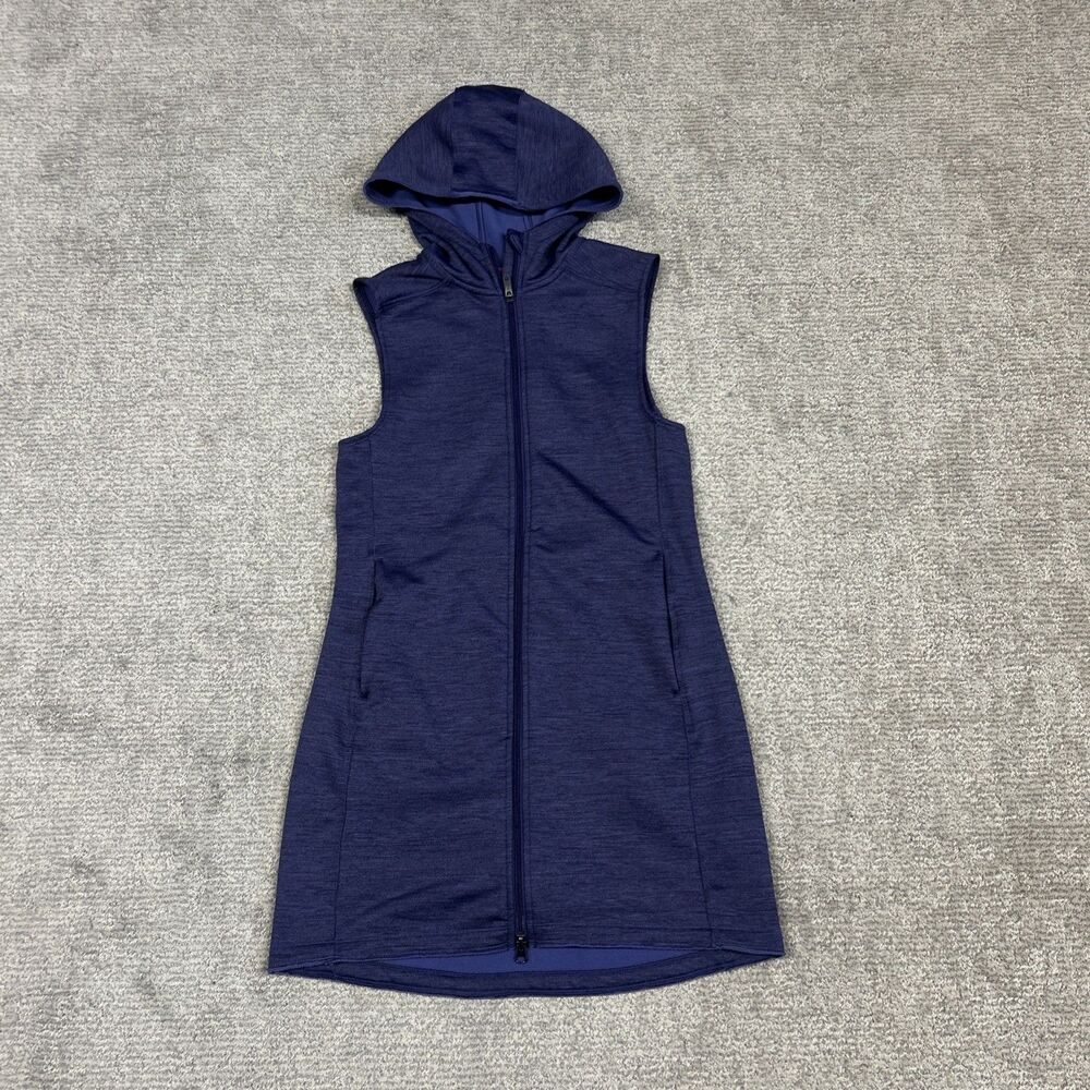 Title Nine Ranier Vest Dress Womens Small Hooded Fleece Full Zip Purple Pockets
